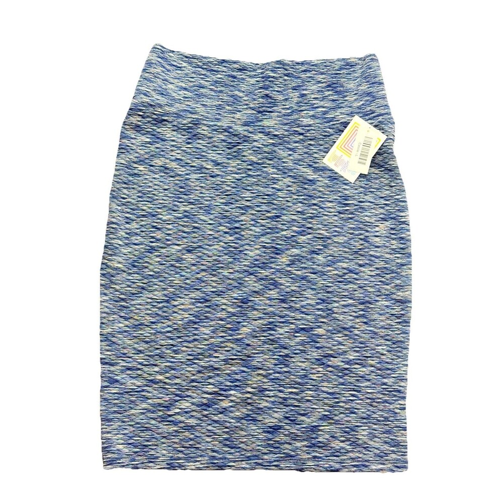 NEW Lularoe Cassie Skirt Women's L Blues Fitted  Pull On Stretch NWT